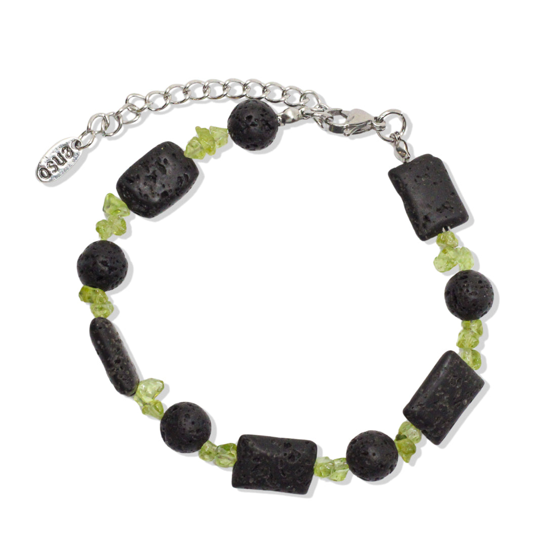 Lava and peridot bracelet