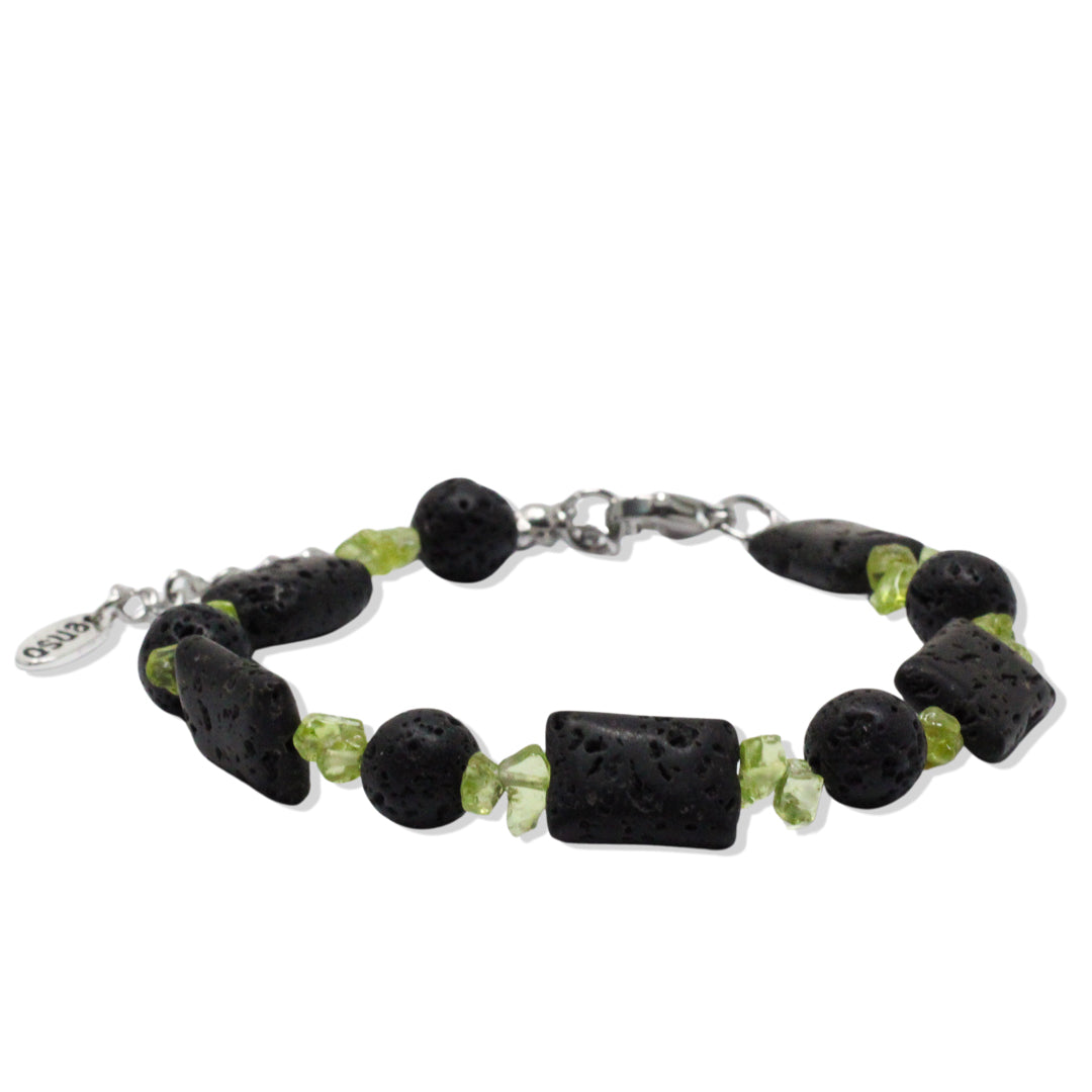 Lava and peridot bracelet