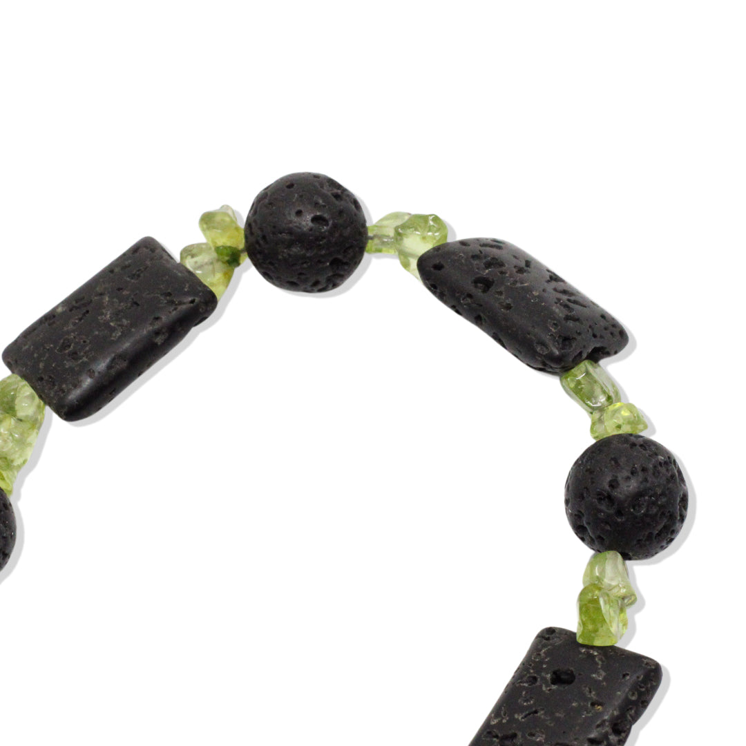 Lava and peridot bracelet