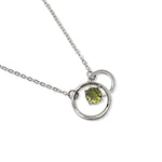 Load image into Gallery viewer, Silver Bracelet with Double Peridot Circle
