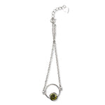 Load image into Gallery viewer, Silver Bracelet with Double Peridot Circle
