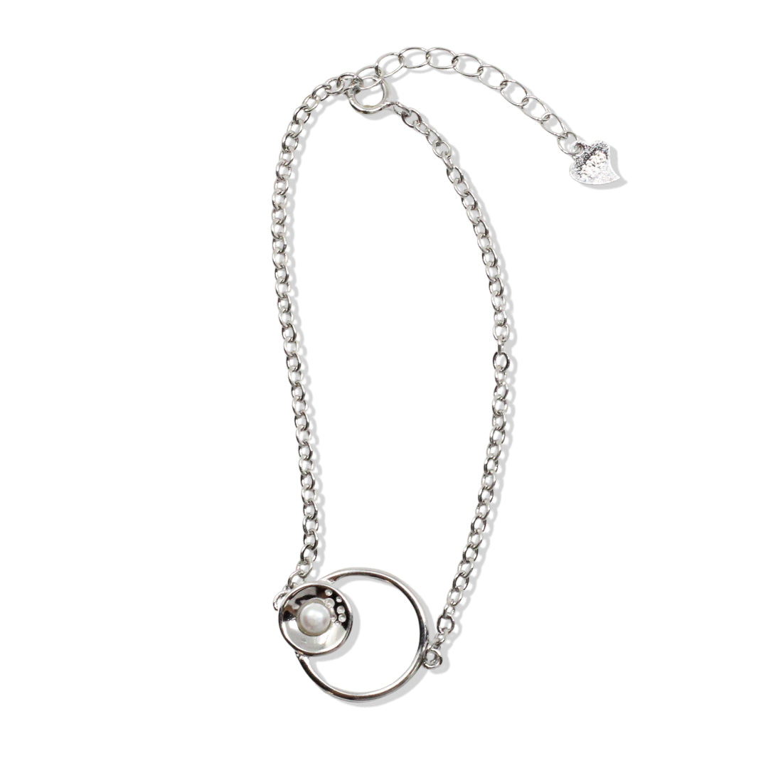 Pulsera de Plata con Doble Círculo de Olivina