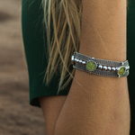 Load image into Gallery viewer, Peridot metal bracelet
