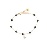 Load image into Gallery viewer, Lava gold plated and pearl bracelet 
