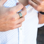 Load image into Gallery viewer, Black/gold steel ring

