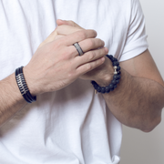 Anillo acero negro malla