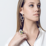 Load image into Gallery viewer, Two circle lava earring
