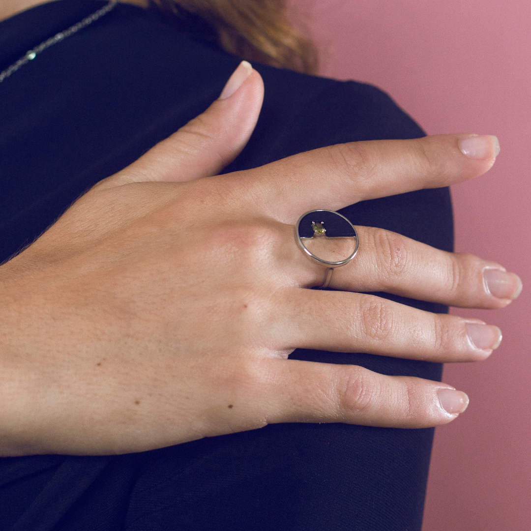 Peridot silver ring set