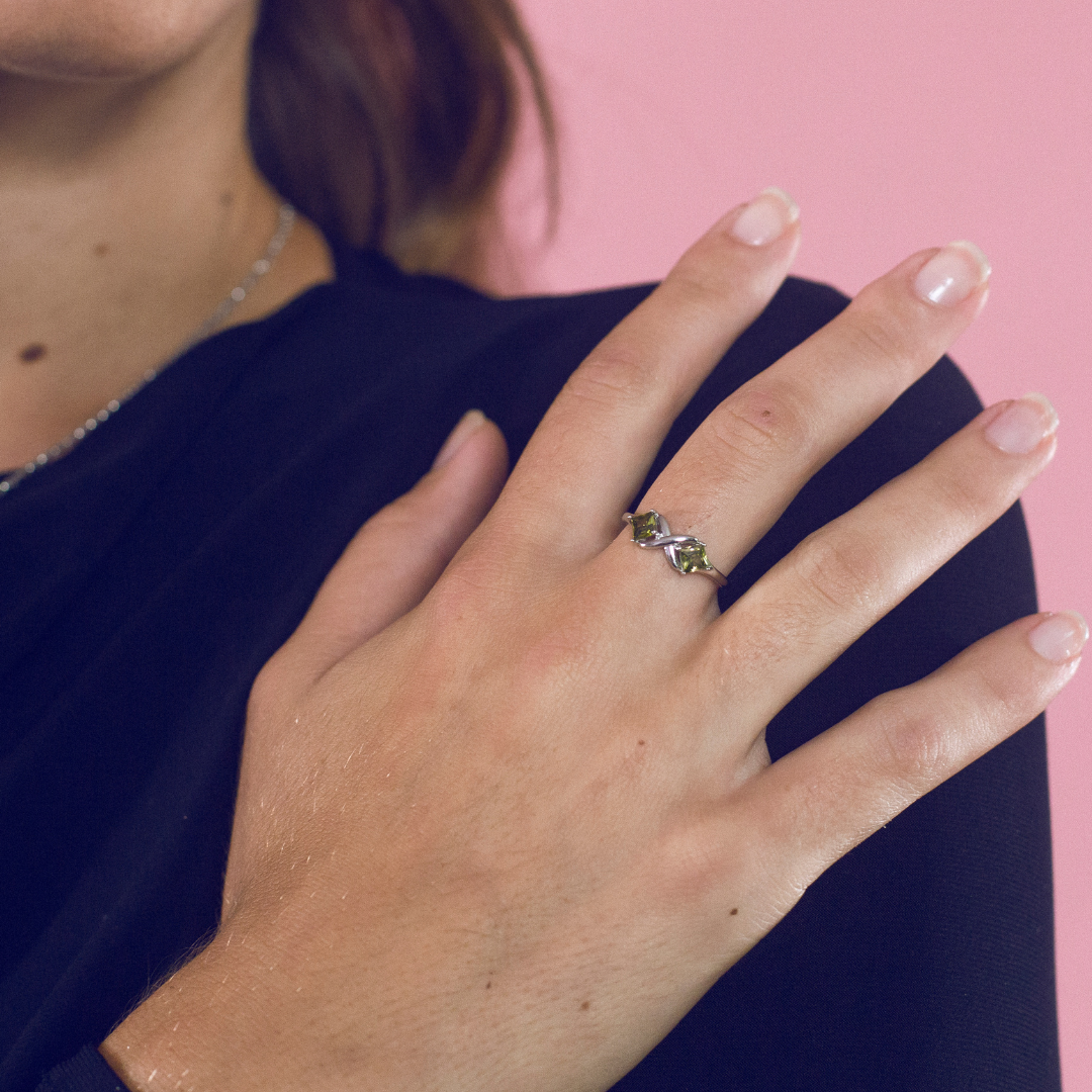 Peridot silver ring set