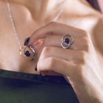 Load image into Gallery viewer, Double circle silver ring II lava

