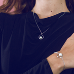 Load image into Gallery viewer, Silver and pearl circle pendant
