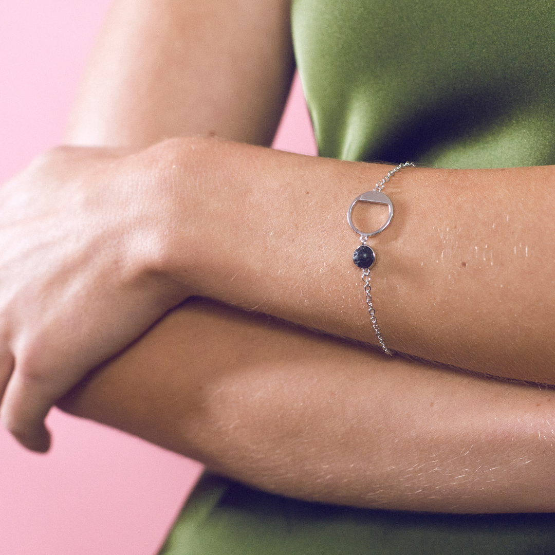 Silver and lava bracelet