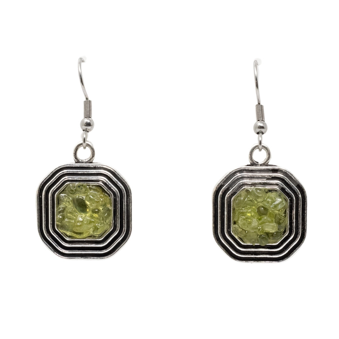 Peridot square earring