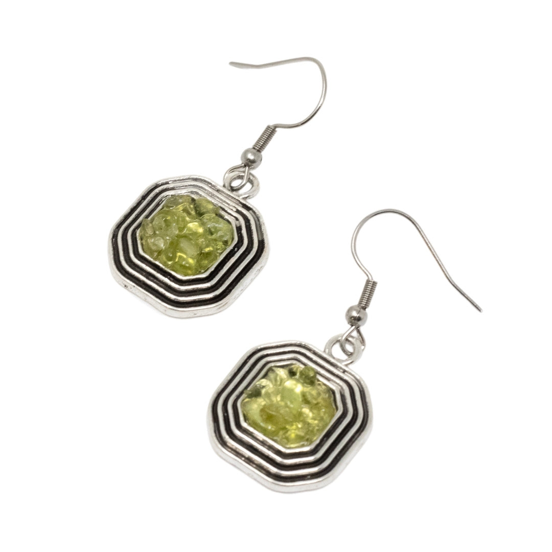 Peridot square earring