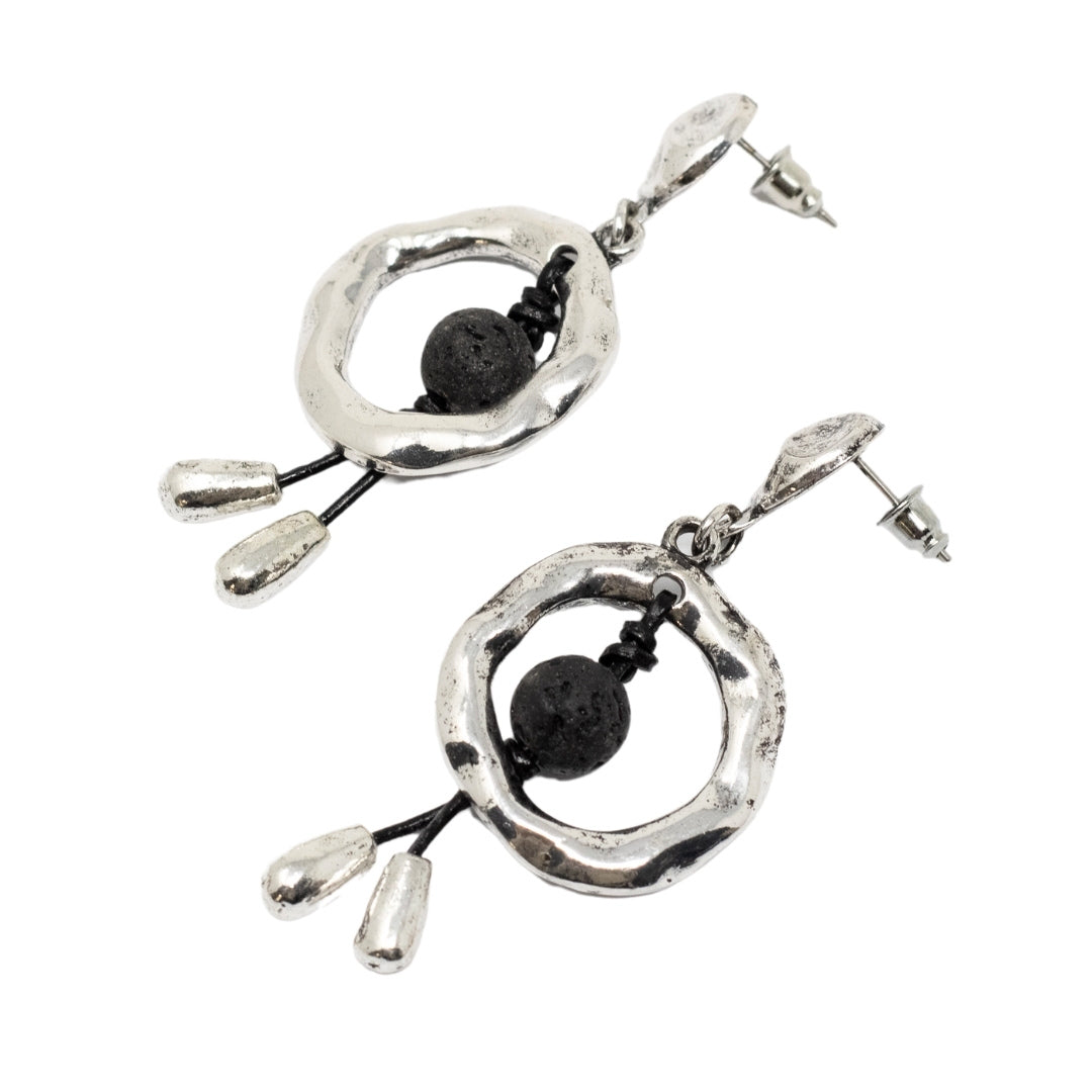 Two circle lava earring