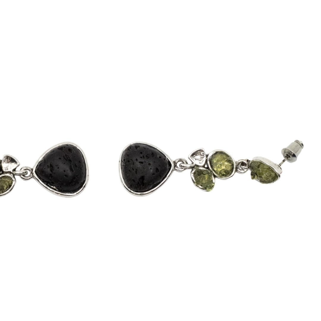 Lava and peridot earring