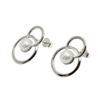 Load image into Gallery viewer, Silver and pear earring with double circle
