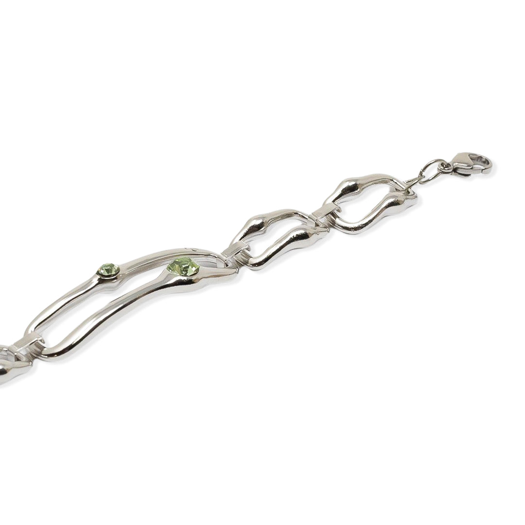 Link bracelet with peridot