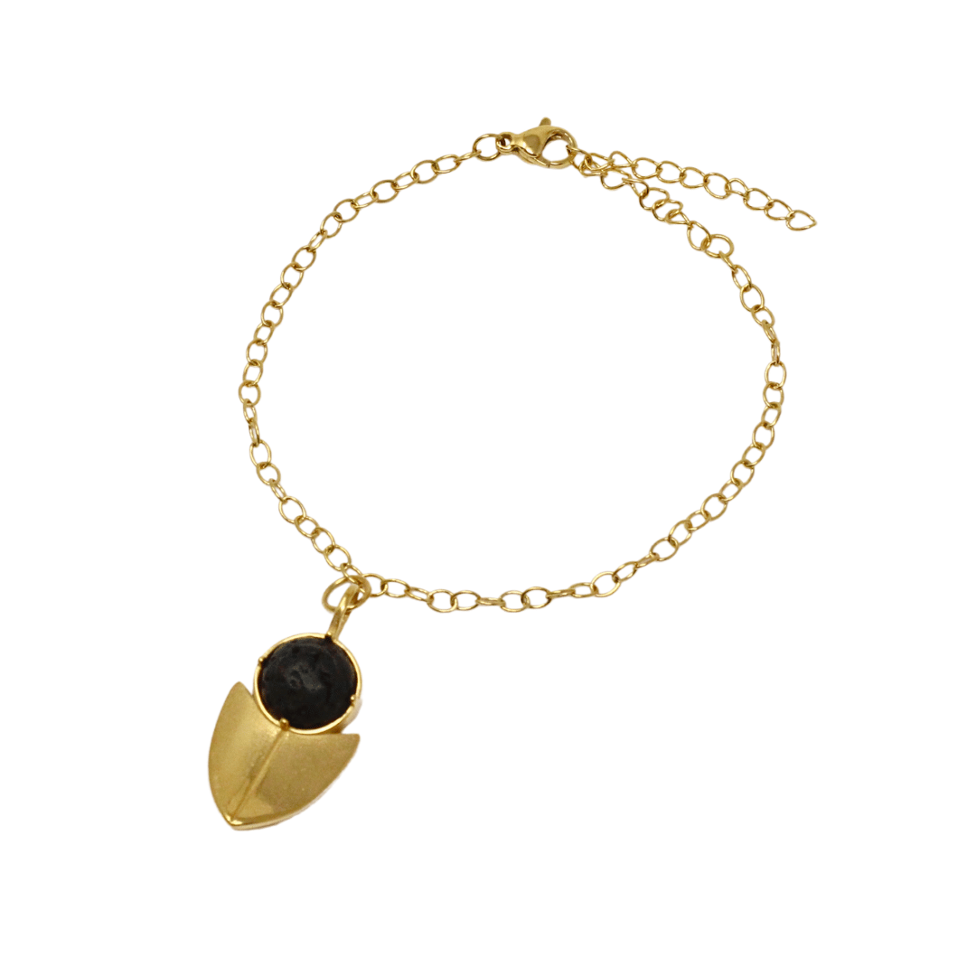 Pulsera acero baño oro lava lanza