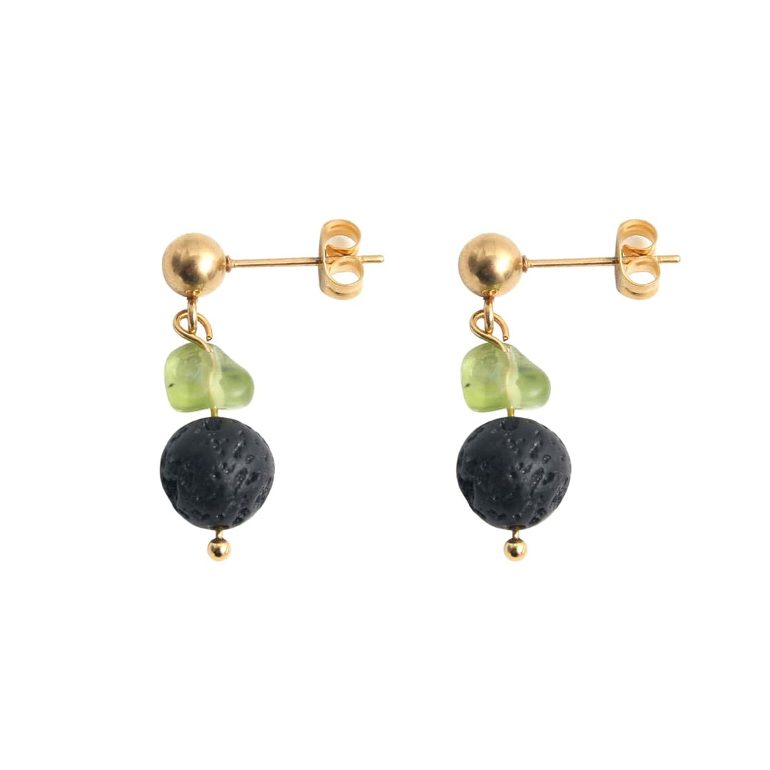 Olivine gold and silver plated steel earrings