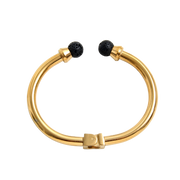 Pulsera acero baño oro semi rigida bolas lava