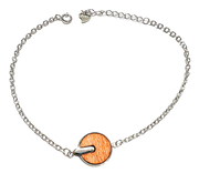  Pulsera de Plata con Círculo de Madera de Palmera