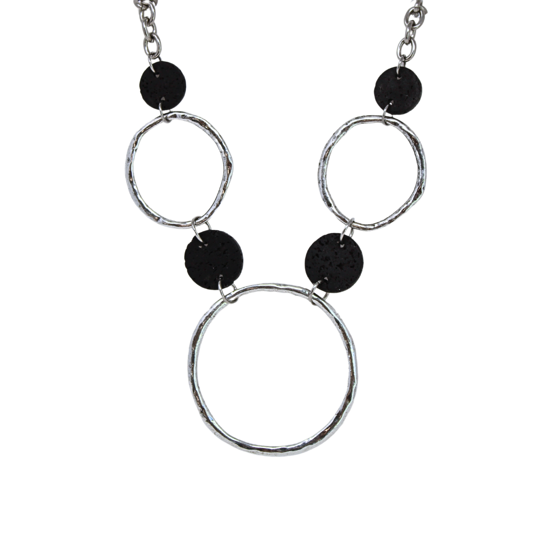 metal and lava circle necklace