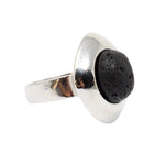 Load image into Gallery viewer, Silver plated ring adaptable flat black lava
