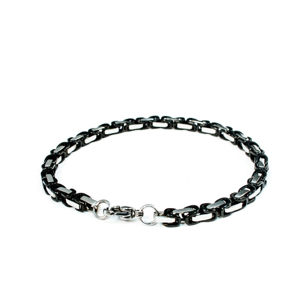 Black silver braided bracelet