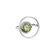 Anillo plata olivina circulo doble