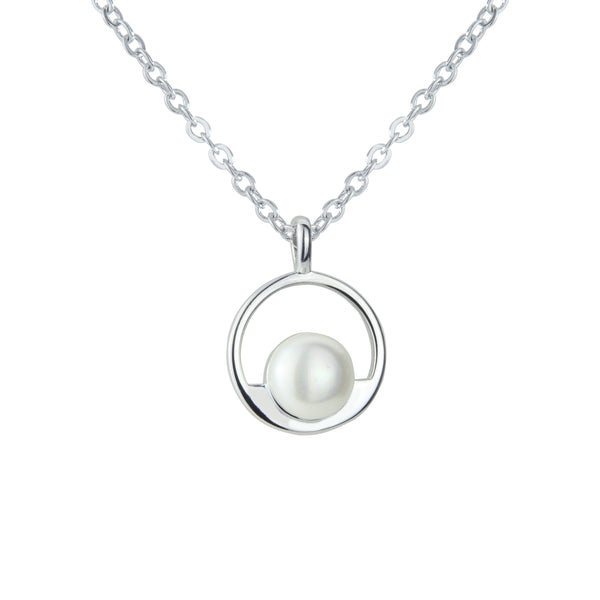 Colgante de plata y perla circulo