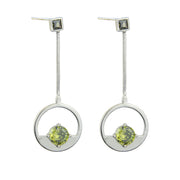 Pendiente de plata y olivina circulo