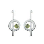 Pendiente de plata y olivina circulo palito