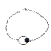  Pulsera de Plata y Lava con Doble Círculo